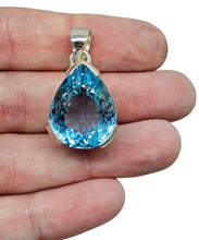 Load image into Gallery viewer, AAA+ Swiss Blue Topaz Pendant, 44 carats, Sterling Silver, Pear Faceted, December Birthstone, Bright Blue Gemstone - GemzAustralia 