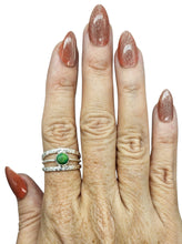Load image into Gallery viewer, Wide Split Band, Green Turquoise Ring, Size 9, Sterling Silver, Round Shaped, Vintage Inspired, Protection Stone, Goddess Stone