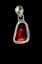 Load image into Gallery viewer, Molten Orange Dichroic Glass Pendant, Sterling Silver, Glass Art, Decorative Glass Pendant, Shifting Colour Patterns
