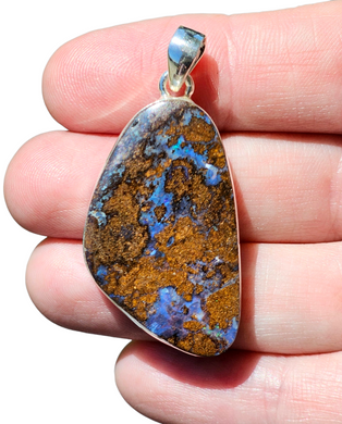 Boulder Opal Pendant, Solid Queensland Opal, Australian Opal, Sterling Silver, October Birthstone, Precious Stone