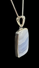 Load image into Gallery viewer, Blue Lace Agate Pendant, Rectangle Shape, Sterling Silver, Communication Stone, Confidence, Gemini &amp; Pisces Zodiac