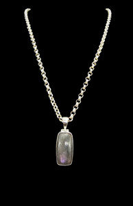 Rectangle Purple Labradorite Pendant, Sterling Silver, Magical Gem, Trust Stone, Mystical Gemstone, Third eye chakra - GemzAustralia 