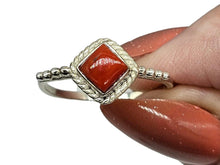 Load image into Gallery viewer, Sponge Coral Ring, Size 7.75, Diamond Shaped, Sterling Silver, Orange/Red, Love &amp; Prosperity Stone, Peace Stone