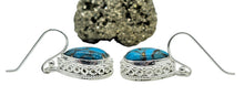 Load image into Gallery viewer, Blue Copper Turquoise Earrings, Sterling Silver, Teardrop Shape, Protection Stone, Love Stone, Mood Stone, December Birthstone - GemzAustralia 