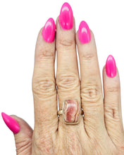Load image into Gallery viewer, Rhodochrosite Ring, Rectangle Shaped, Size 10, Sterling Silver, Rosa Del Inca Gemstone, Raspberry Pink Crystal, Compassionate Heart Stone