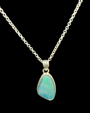 Load image into Gallery viewer, Australian Opal Pendant in Electric Blue, Turquoise &amp; Emerald Green, Sterling Silver, October Birthstone, Precious Gem, Pure Energy, Triplet - GemzAustralia 