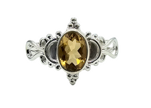 Load image into Gallery viewer, Vintage Bohemian Citrine Ring, Size 8, Sterling Silver, Oval Faceted, November Birthstone, Abundance Gem - GemzAustralia 