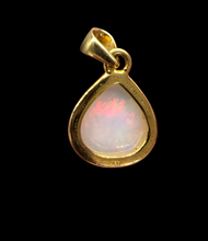 Load image into Gallery viewer, Pear Ethiopian Opal Pendant, Sterling Silver, 18K Gold Plated, October Birthstone, Aura Gem, Psychic Gemstone - GemzAustralia 