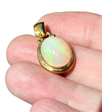 Load image into Gallery viewer, Solid African Opal Pendant, 18K Gold Plated Sterling Silver, October Birthstone, Aura Gem, Psychic Gemstone, Precognition Stone, Oval Shaped