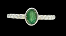 Load image into Gallery viewer, Emerald Ring, size P 1/2, Sterling Silver, May Birthstone, Oval Faceted, Natural Stone, Inspiration Stone, Action Stone