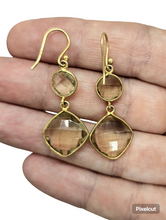 Load image into Gallery viewer, Lemon Quartz Earrings, Gold Plated Sterling Silver, Joy, Confidence, Energy, High Vibrational Stone, Double Drops