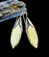 Load image into Gallery viewer, 20 carat Citrine Earrings, Marquise Faceted, Sterling Silver, November Birthstone, Luck &amp; Fortune Stone