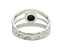 Load image into Gallery viewer, Wide Split Band, Green Turquoise Ring, Size 9, Sterling Silver, Round Shaped, Vintage Inspired, Protection Stone, Goddess Stone