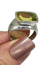 Load image into Gallery viewer, Lemon Quartz Ring, rectangle shaped, Size 7.75, Solid Bezel Setting - GemzAustralia 