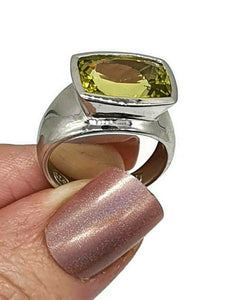 Lemon Quartz Ring, rectangle shaped, Size 7.75, Solid Bezel Setting - GemzAustralia 