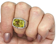 Load image into Gallery viewer, Lemon Quartz Ring, rectangle shaped, Size 7.75, Solid Bezel Setting - GemzAustralia 