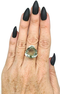 Green Amethyst Ring, size 8.75, sterling silver, Prasiolite ring, NEW - GemzAustralia 