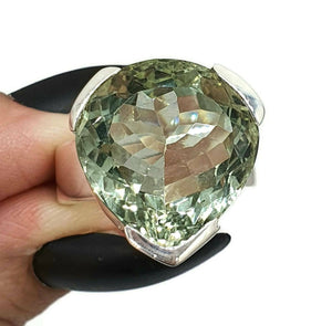 Green Amethyst Ring, size 8.75, sterling silver, Prasiolite ring, NEW - GemzAustralia 