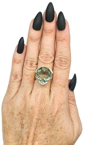 Green Amethyst Ring, size 8.75, sterling silver, Prasiolite ring, NEW - GemzAustralia 