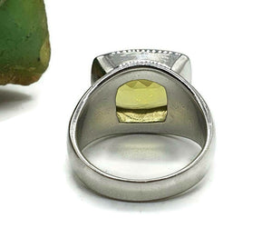 Lemon Quartz Ring, rectangle shaped, Size 7.75, Solid Bezel Setting - GemzAustralia 