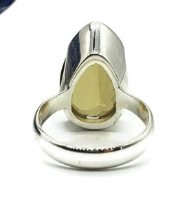 Lemon Quartz Ring, Size 8, Sterling Silver, Pear Faceted, Prong Set - GemzAustralia 