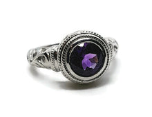 Load image into Gallery viewer, Amethyst Ring, Art Nouveau, 925 Sterling Silver, Round Gemstone - GemzAustralia 