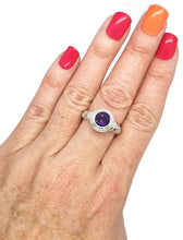 Load image into Gallery viewer, Amethyst Ring, Art Nouveau, 925 Sterling Silver, Round Gemstone - GemzAustralia 