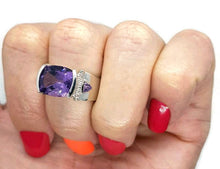 Load image into Gallery viewer, Amethyst Ring, 925 Sterling Silver Ring, White Gold Rhodium, Purple Gemstone Ring - GemzAustralia 