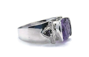 Amethyst Ring, 925 Sterling Silver Ring, White Gold Rhodium, Purple Gemstone Ring - GemzAustralia 