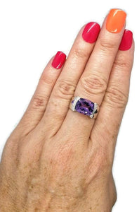 Amethyst Ring, 925 Sterling Silver Ring, White Gold Rhodium, Purple Gemstone Ring - GemzAustralia 