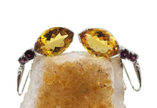 Load image into Gallery viewer, Citrine, Rhodolite &amp; White Sapphire Earrings, 925 Sterling Silver Earrings, Money Stone - GemzAustralia 