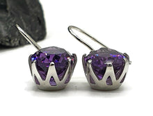 Load image into Gallery viewer, Divine Amethyst Earrings, 925 Sterling Silver, Pear Shape, Prong Set, Powerful Gemstone - GemzAustralia 