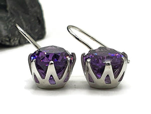 Divine Amethyst Earrings, 925 Sterling Silver, Pear Shape, Prong Set, Powerful Gemstone - GemzAustralia 