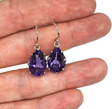 Load image into Gallery viewer, Divine Amethyst Earrings, 925 Sterling Silver, Pear Shape, Prong Set, Powerful Gemstone - GemzAustralia 