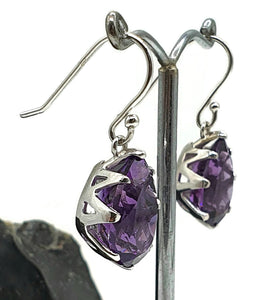 Divine Amethyst Earrings, 925 Sterling Silver, Pear Shape, Prong Set, Powerful Gemstone - GemzAustralia 