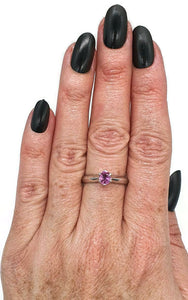 Pink Sapphire Ring, size 8.5, Solitaire Ring, 925 Sterling Silver, Prong Setting - GemzAustralia 