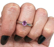 Load image into Gallery viewer, Pink Sapphire Ring, size 8.5, Solitaire Ring, 925 Sterling Silver, Prong Setting - GemzAustralia 