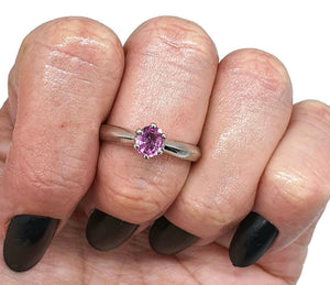 Pink Sapphire Ring, size 8.5, Solitaire Ring, 925 Sterling Silver, Prong Setting - GemzAustralia 