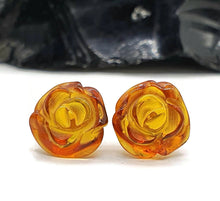 Load image into Gallery viewer, Baltic Amber Studs, Flower Studs, Amber Floral Earrings, ancient - GemzAustralia 