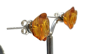 Baltic Amber Studs, Flower Studs, Amber Floral Earrings, ancient - GemzAustralia 