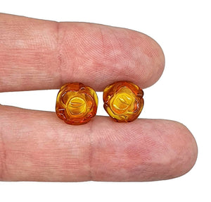 Baltic Amber Studs, Flower Studs, Amber Floral Earrings, ancient - GemzAustralia 