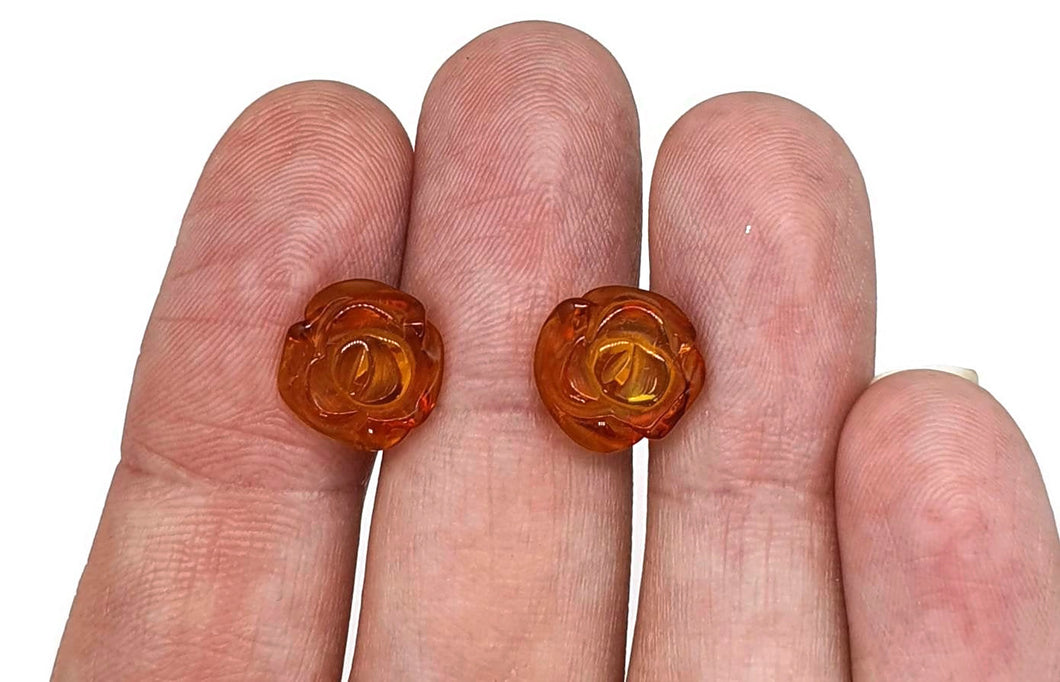 Baltic Amber Studs, Flower Studs, Amber Floral Earrings, ancient - GemzAustralia 