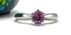 Pink Sapphire Ring, size 8.5, Solitaire Ring, 925 Sterling Silver, Prong Setting - GemzAustralia 