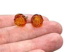 Load image into Gallery viewer, Baltic Amber Studs, Flower Studs, Amber Floral Earrings, ancient - GemzAustralia 