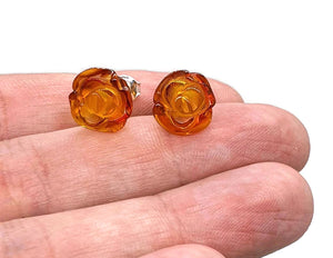 Baltic Amber Studs, Flower Studs, Amber Floral Earrings, ancient - GemzAustralia 