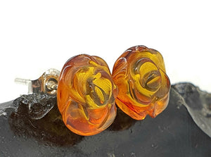 Baltic Amber Studs, Flower Studs, Amber Floral Earrings, ancient - GemzAustralia 