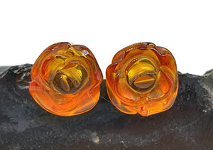 Baltic Amber Studs, Flower Studs, Amber Floral Earrings, ancient - GemzAustralia 