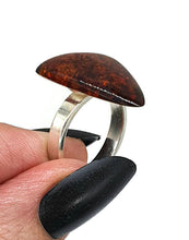 Load image into Gallery viewer, Amber Ring, Adjustable, size 7, Triangle shaped, Cognac Baltic Amber - GemzAustralia 