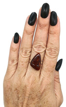 Load image into Gallery viewer, Amber Ring, Adjustable, size 7, Triangle shaped, Cognac Baltic Amber - GemzAustralia 