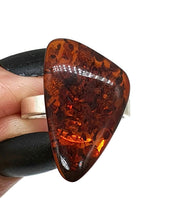 Load image into Gallery viewer, Amber Ring, Adjustable, size 7, Triangle shaped, Cognac Baltic Amber - GemzAustralia 